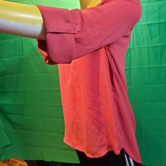 Lily Morgan M shirt red vneck zip size M casual women - Picture 7 of 7